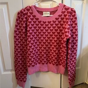 Freshman Pink and Red Heart Pattern Sweater
